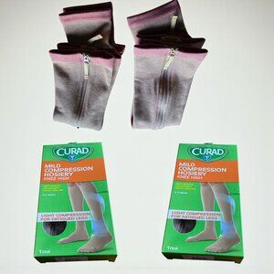 NIB (1) Pr COPPER FIT ZIP Compression Socks and (2) Pr CURAD Mild Compression